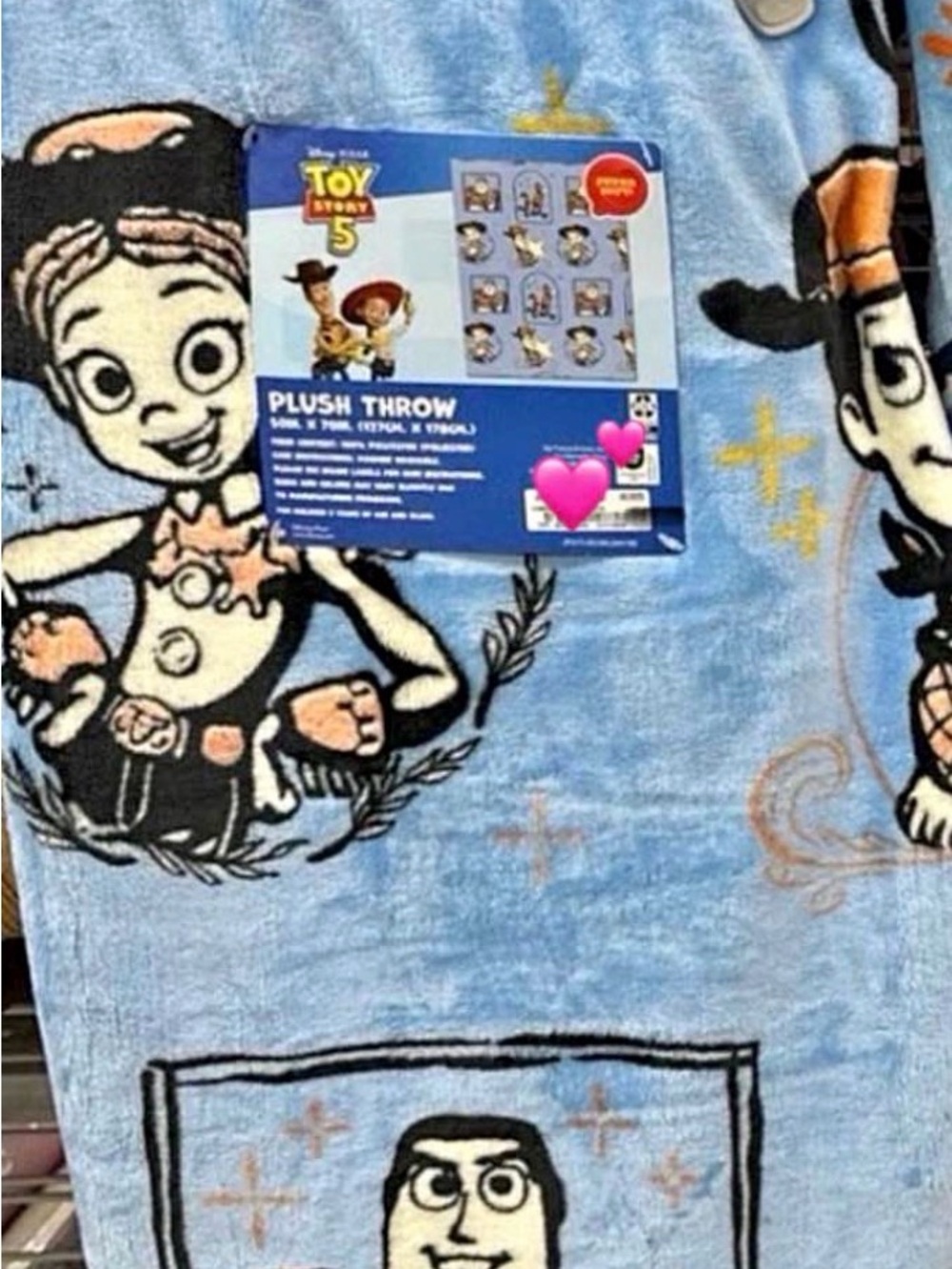 Disney Pixar Toy Story 5 Blue Plush Throw Blanket - Kids